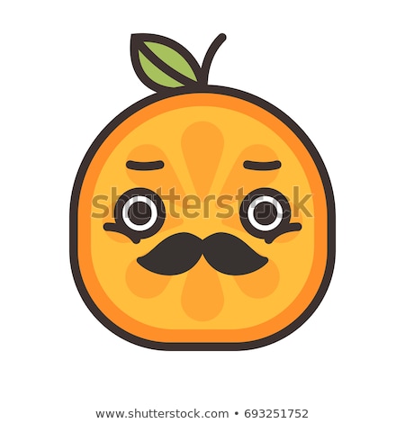 Foto d'archivio: Emoji - Gentleman Orange Smile With Mustache And Monocle Isolated Vector