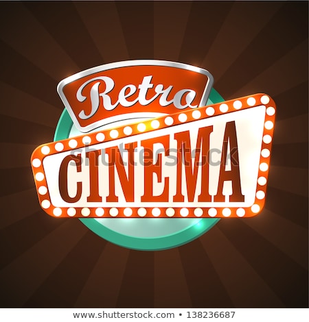 ストックフォト: Vintage Illuminated Premiere Sign In Cinema Movie