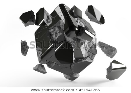 Foto d'archivio: Destruction Of Black Cube 3d Rendering