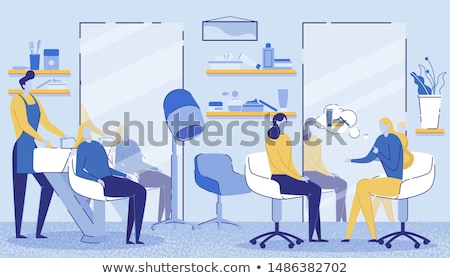 Foto stock: Hairdresser Cutting Clients Hair In Beauty Salon Beauty Concep