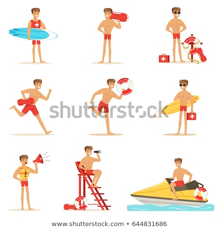 Сток-фото: Character In Swimming Equipment Beach Vector