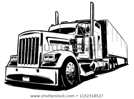 ストックフォト: Semi Trailer Truck Black Icons Vector Illustration