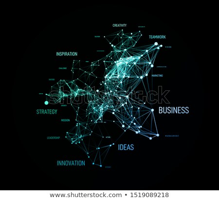 Stock photo: Big Data Concept In Word Tag Cloud With Plexud Dot And Line Connection Geometric Background