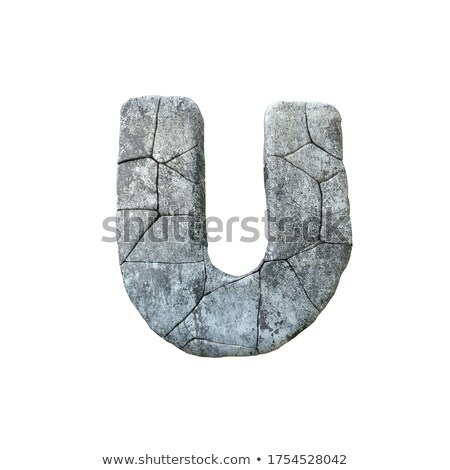[[stock_photo]]: Concrete Fracture Font Letter U 3d