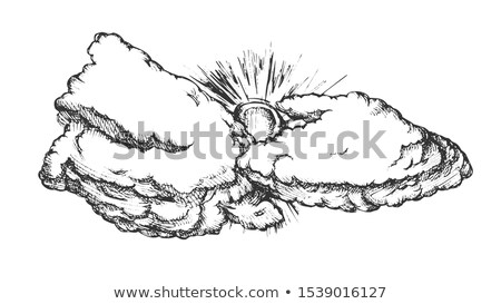 Stock foto: Fluffy Cloud And Sun In Warm Weather Retro Vector