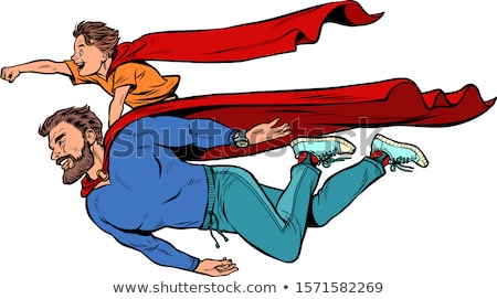 [[stock_photo]]: Dad And Son Are Superheroes Fatherhood And Childhood