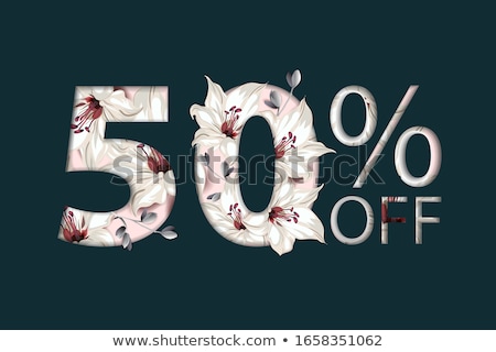 Foto stock: 50 Off Lettering Handmade With Lily Flower Decoration For Sale Discount Poster Banner Background