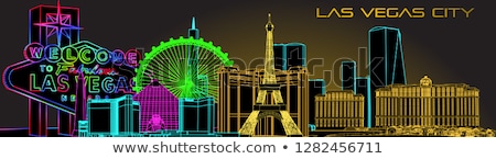 Stok fotoğraf: Outline Las Vegas Skyline With Blue Buildings And Copy Space