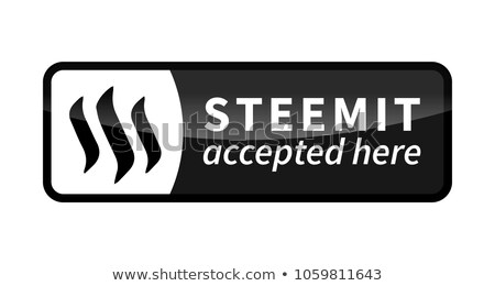 Stok fotoğraf: Steemit Accepted Here Black Glossy Badge On White