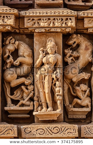 Stockfoto: Famous Stone Carving Sculptures Of Khajuraho