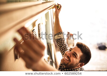 Сток-фото: Woodworker Taking Measurements