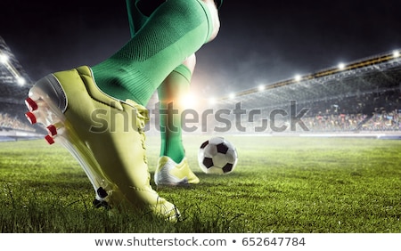 Zdjęcia stock: Soccer Player Kicking A Soccer Ball