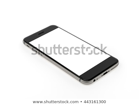 Сток-фото: White Smart Phone With White Screen On The Black Table
