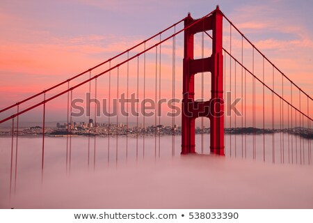 Zdjęcia stock: First Tower Of The Golden Gate Bridge In Fog