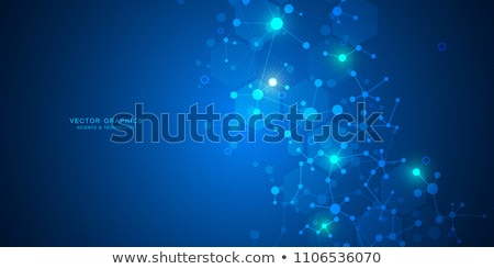 Foto stock: Science Medicine And Technology Concepts As Dna Molecule On Dark Background With Connection Lines