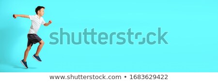 Zdjęcia stock: Boy Runs Isolated On White Young Jogger Athlete