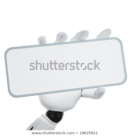 Сток-фото: The 3d Robotic Hand Hold Blank Sign To Put Your Word Or Logo