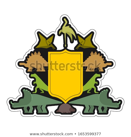 Stock photo: Dinosaur And Shield Heraldic Symbol Dino Sign Prehistoric Beast