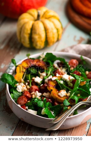 Foto stock: Autumn Pumpkin Chorizo Feta Salad
