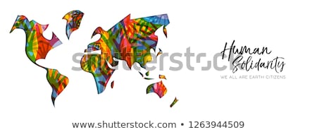 Stok fotoğraf: Human Solidarity Day Diverse World Map Hand Banner