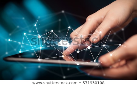 Сток-фото: Business Woman Using Tablet With Cloud Technology Concept