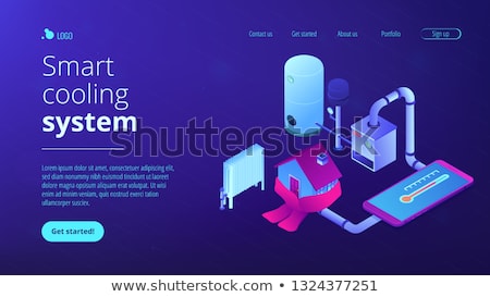 Stockfoto: Heating System Concept Isometric 3d Landing Page