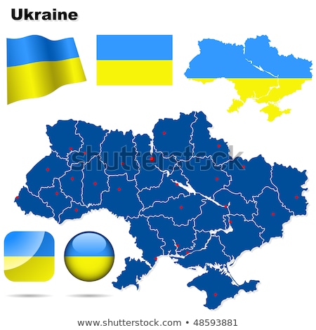 Stok fotoğraf: Map And Flag Of Ukraine With Divisions Vector Illustration Isolated On White Background