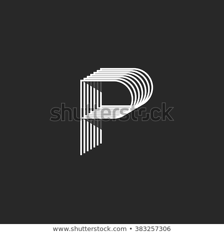 Stockfoto: Black Outline Font Letter P 3d