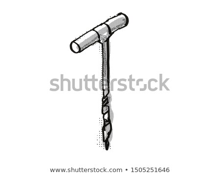 Stock photo: T Handle Auger Woodworking Hand Tool Cartoon Retro Drawing