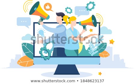 Zdjęcia stock: A Man Shouting Through A Tv