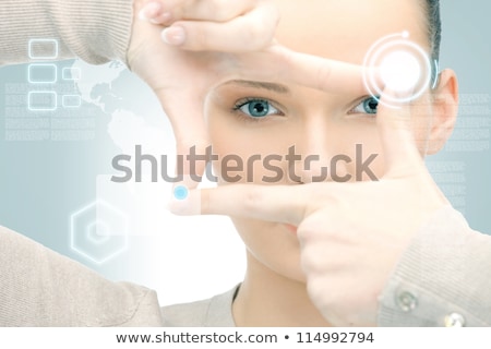 Stockfoto: Lovely Woman Creating A Frame With Fingers