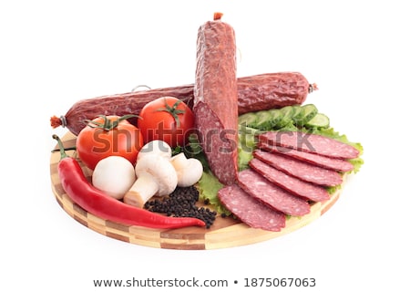 Сток-фото: Sliced Sausage With Vegetables And Red Papper