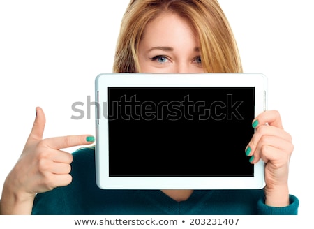 Zdjęcia stock: Woman Showing Tablet Pc