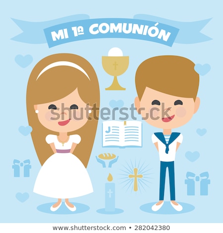 [[stock_photo]]: Blonde Girl First Communion Card