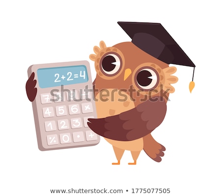 Stok fotoğraf: Owl Teacher Holding Calculator