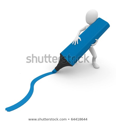 Stock foto: 3d White People Man Writing With A Highlighter