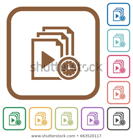 Stock fotó: Time Duration Square Vector Orange Icon Design Set