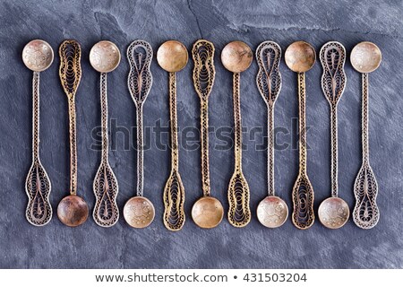Stockfoto: Set Of Eleven Old Ottoman Teaspoons