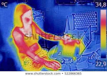 Stock photo: Infrared Image Showing The Heat Emission When Woman Used Noteboo