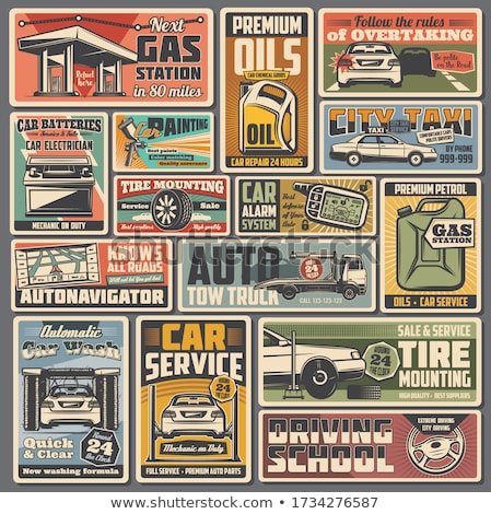 Foto stock: Retro Car Service Poster