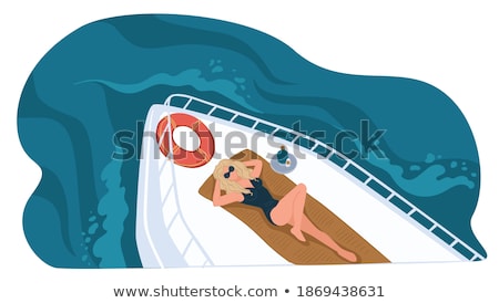 Foto stock: Young Girl Laying On The Yacht