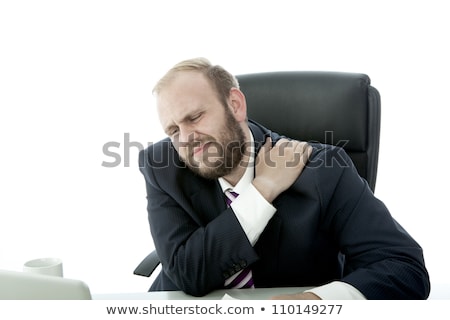 Foto stock: Depressed Male Executive Working On Computer