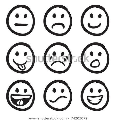 Foto d'archivio: Black And White Crying Cartoon Funny Face With Tears And Expression