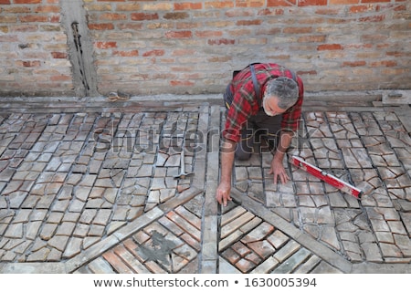 Stockfoto: Pavement Or Terrace Making Using Recycling Materials