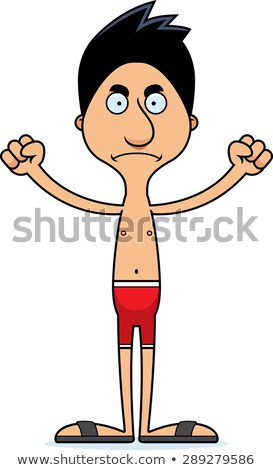 Foto stock: Cartoon Angry Man Swimsuit