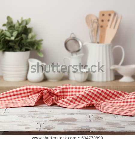 ストックフォト: Cooking Table With Kitchen Towel Or Napkin