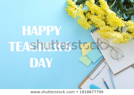 Foto stock: Greeting Postcard For Teacher Professional Holiday