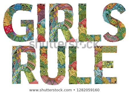 Сток-фото: Words Girls Rule Vector Decorative Zentangle Object