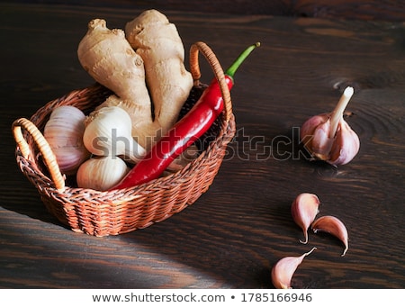 Stok fotoğraf: Fresh Organic Ginger In A Wicker Basket