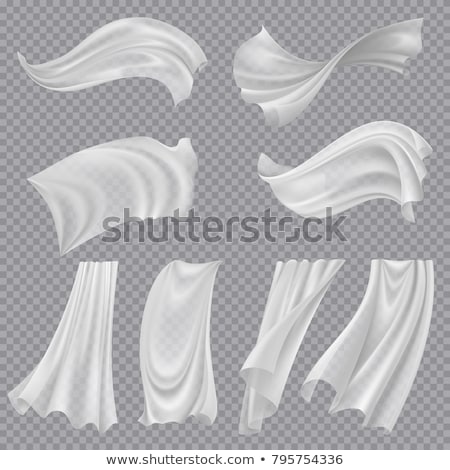 Foto d'archivio: Fluttering White Cloth Vector Curved Icon Twisted Effect Wavy Element Realistic Clear Material I